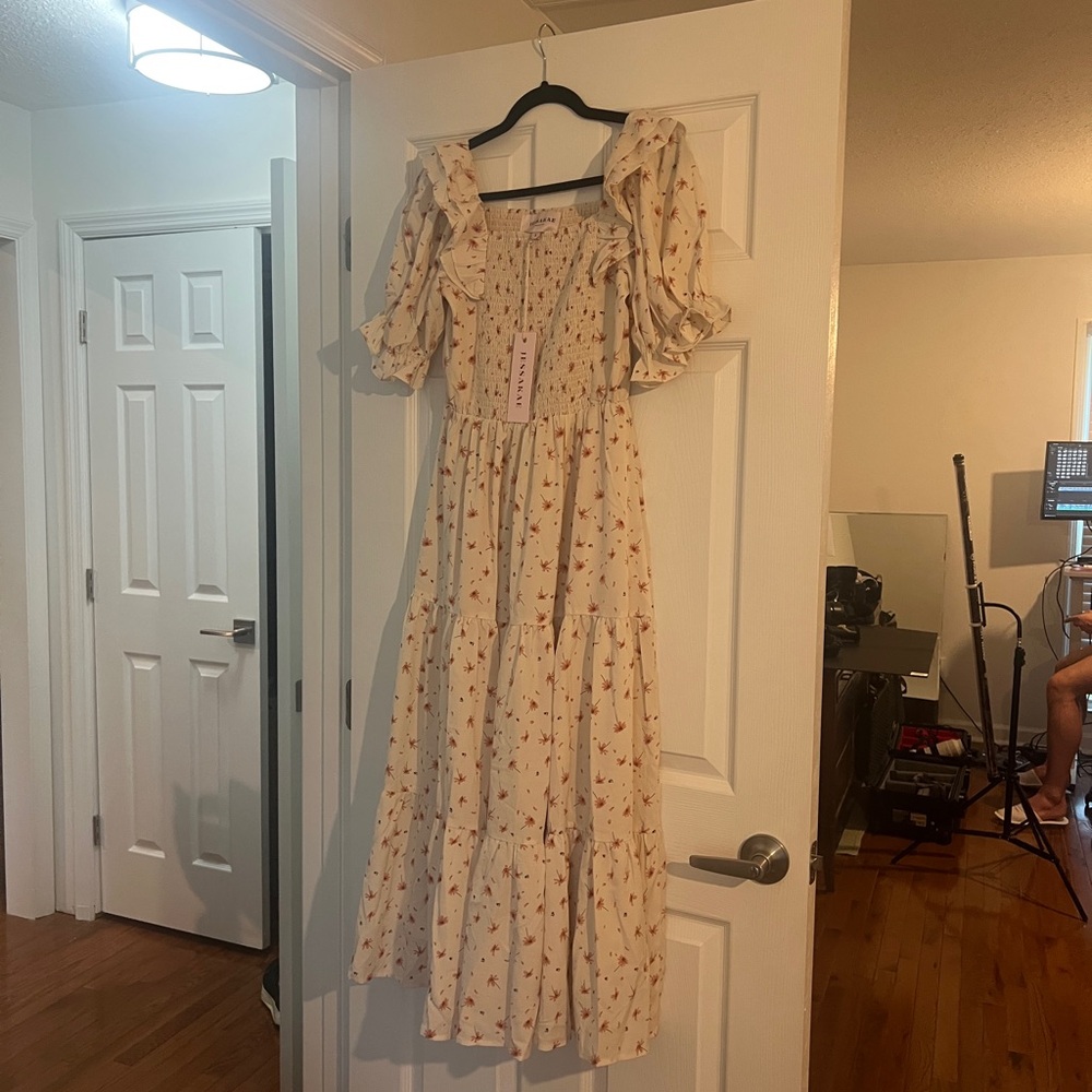 JessaKae Cream Floral Maxi Dress
